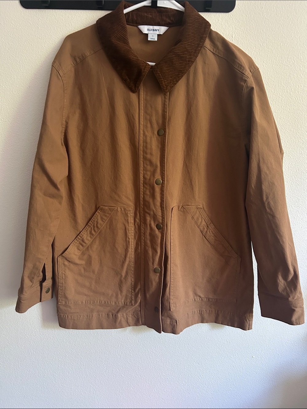 New No Tag Old Navy M Lightweight Brown Utility Chore Jacket Corduroy Collar: M